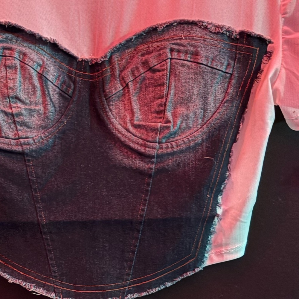 Denim Contrast Crop Top